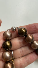 Colar de pérolas chocolate  shell de 14mm