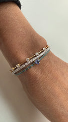 Pulseira fio de seda coração tanzanita