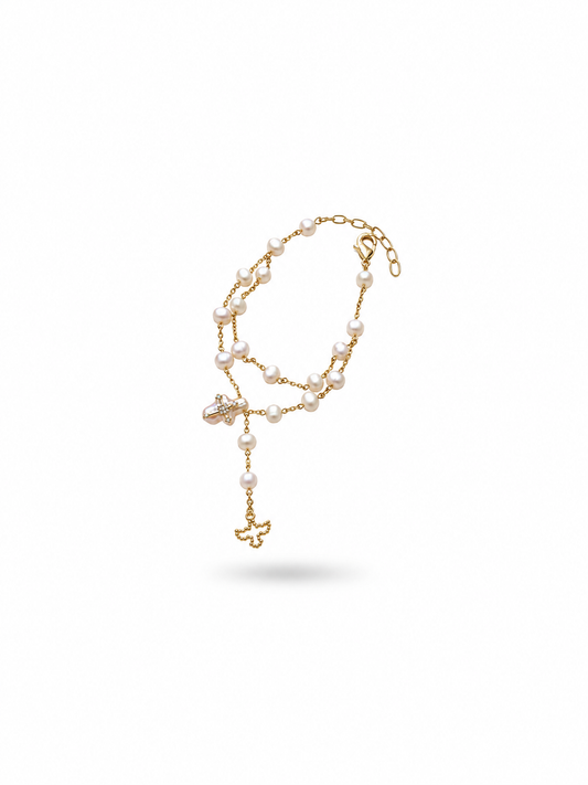 Pulseira terço pérolas