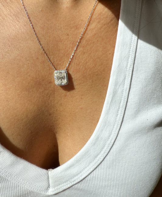 Colar retangular 8mm moissanite