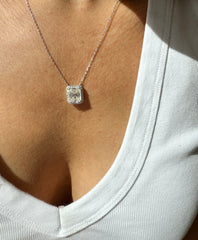 Colar retangular 8mm moissanite
