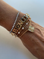 Pulseira fio faca Banho ouro moissanites