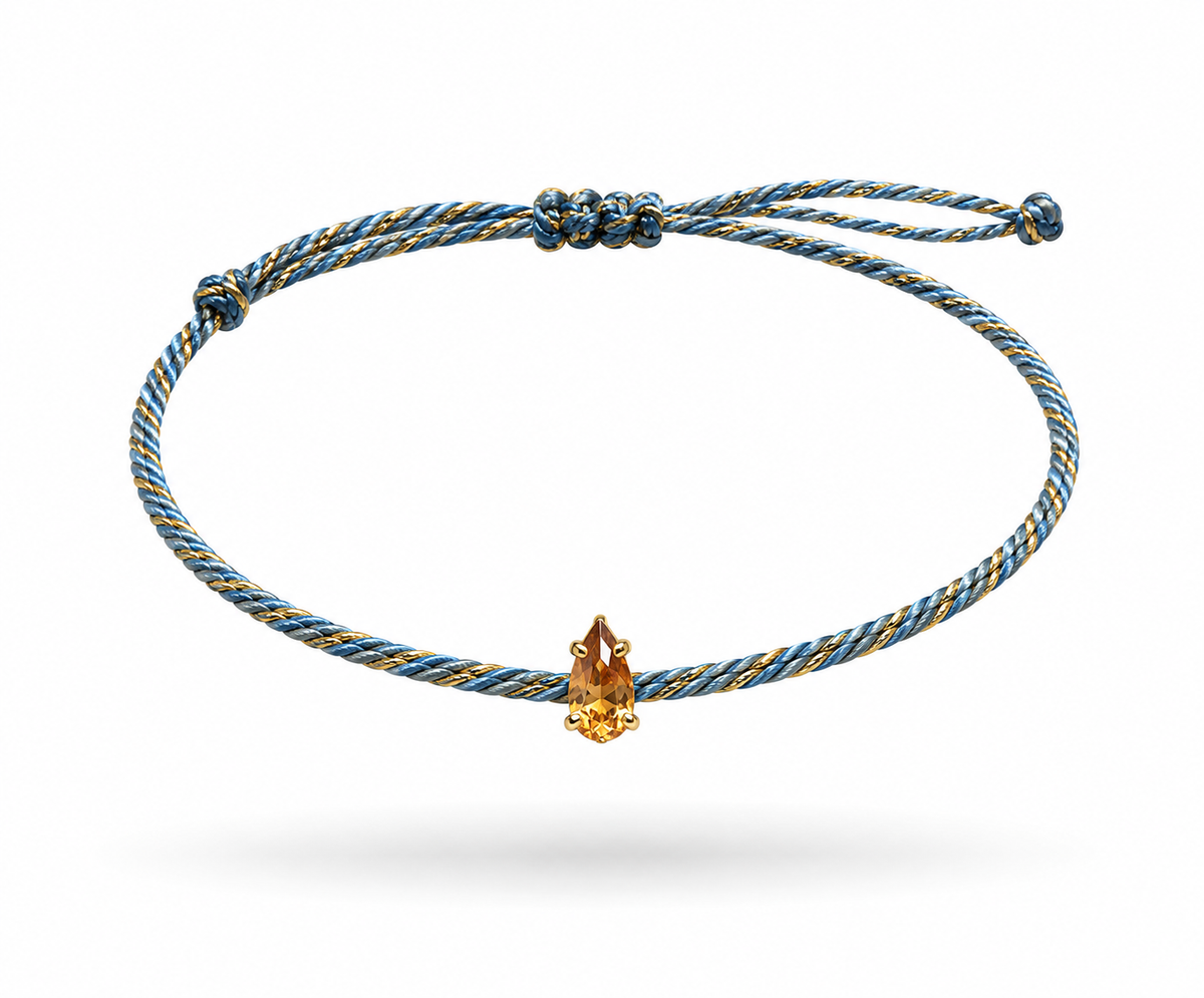 Pulseira fio de seda gota Topázio Imperial