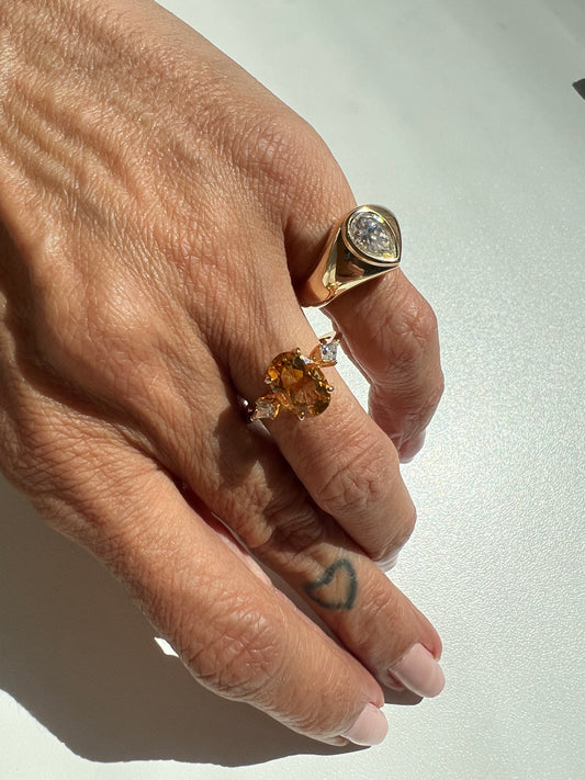 Anel citrino /moissanite