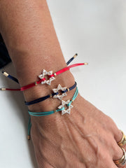 Pulseira fio de seda Estrela de David