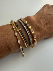 Pulseira plaquinha corações de 3mm