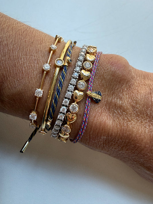 Pulseira plaquinha corações de 3mm