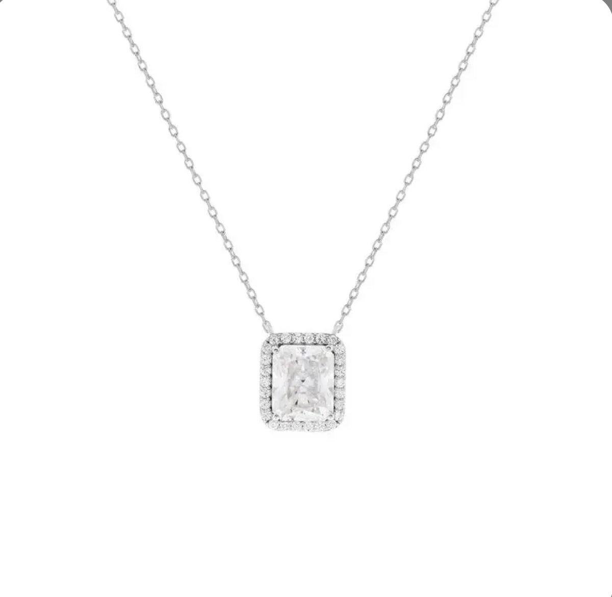 Colar retangular 8mm moissanite