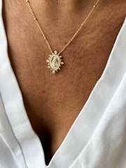 Medalha milagrosa bolinhas moissanite