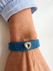 Pulseira moissanite macramé com pedra natural