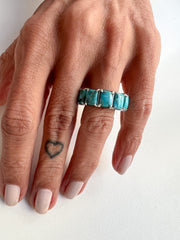 Anel turquesa natural quadrados