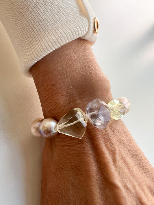 Pulseira  pérolas e pedras Cristina