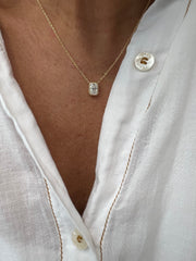 Colar retangular moissanite