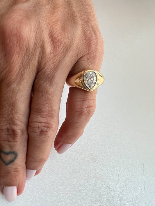 Anel dedinho  moissanite gota