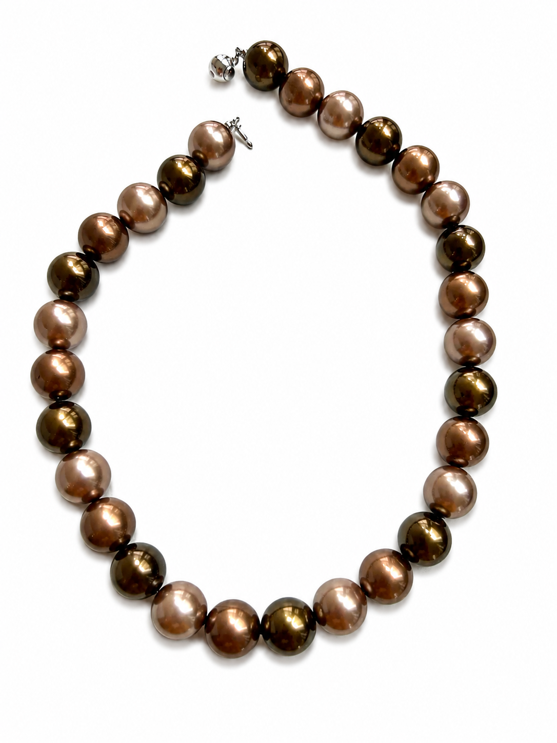 Colar de pérolas chocolate  shell de 14mm