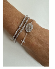 Pulseira riviera Medalha Nossa Senhora moissanite