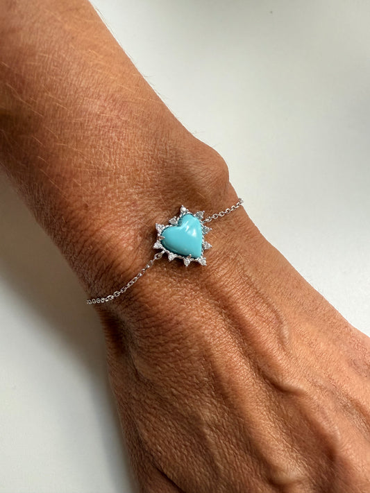 Pulseira coração turquesa
