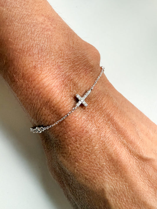 Pulseira cruz moissanite