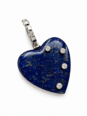 Pingente coração lápis lazuli e Moissanites
