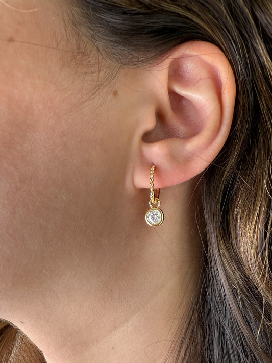 Argola bolinha moissanite