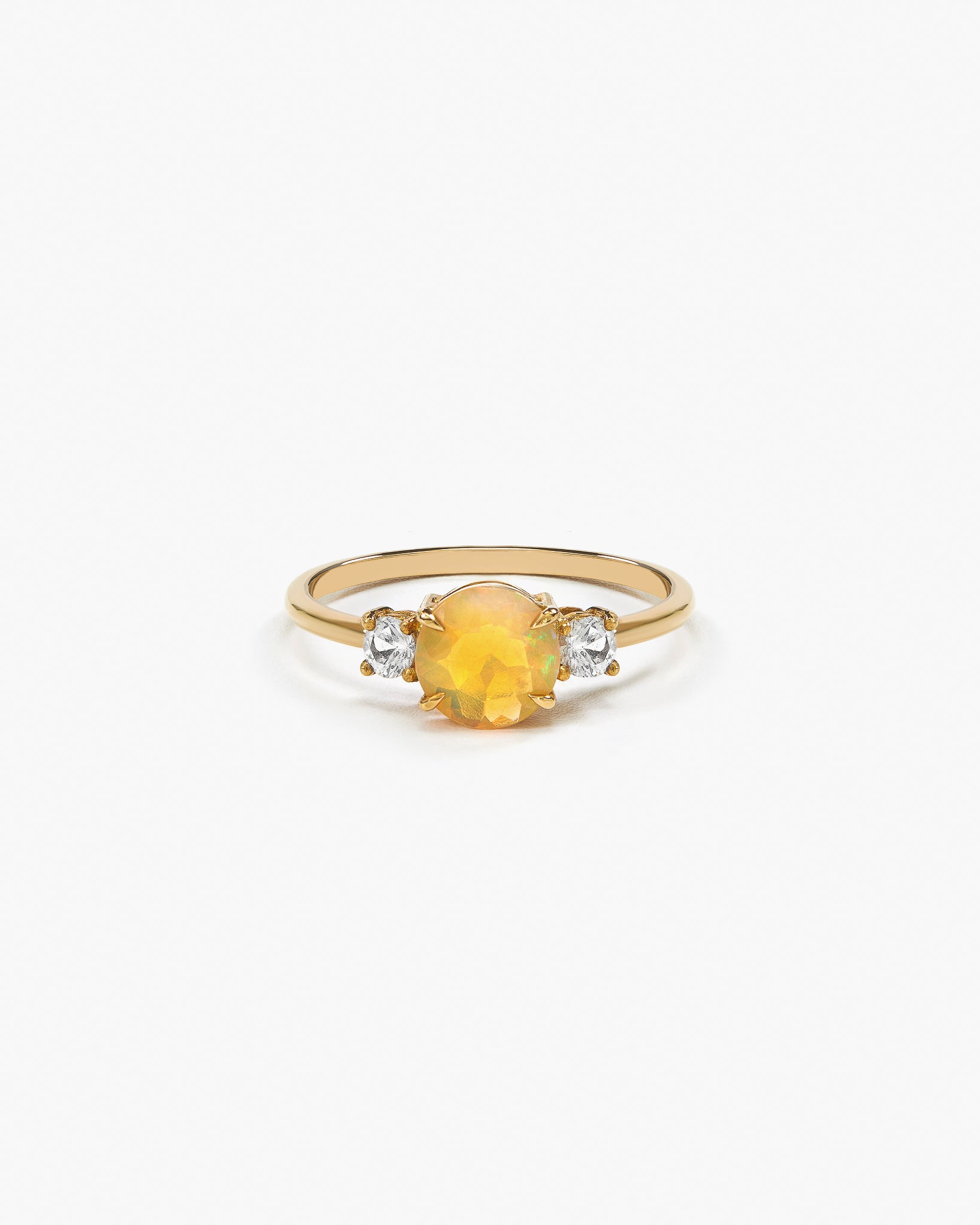 Anel Ethiopie - ouro 18k - opala e safira branca - Helen Gordilho