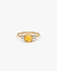 Anel Ethiopie - ouro 18k - opala e safira branca - Helen Gordilho