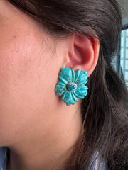 Brinco Flor Turquesa e topázio. - Helen Gordilho