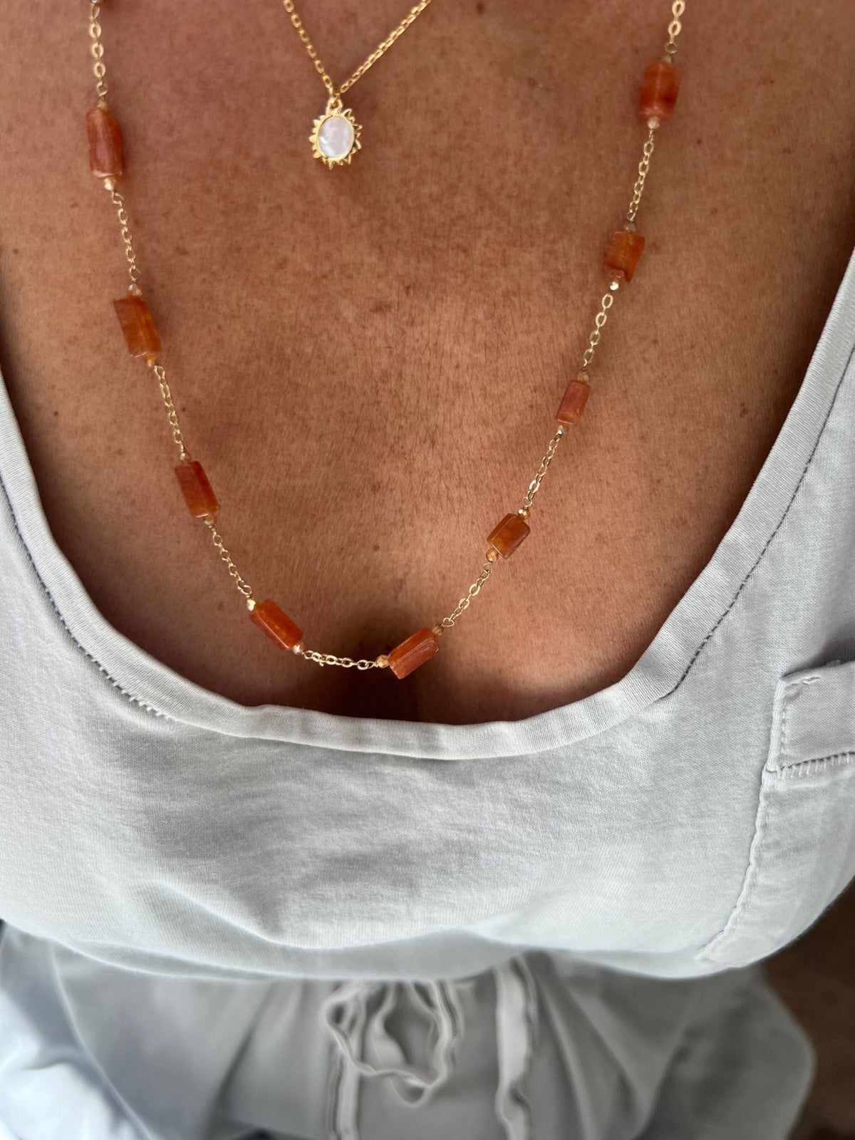 Colar pedras quadradas naturais Samira - Helen Gordilho