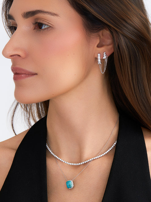 Colar moissanite com turquesa   Oceane