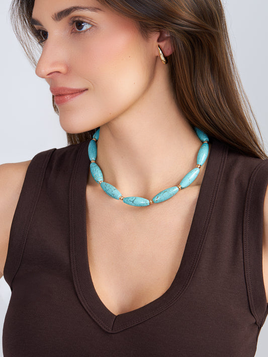 Colar  Maude  pedras naturais turquesas