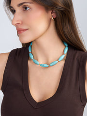 Colar  Maude  pedras naturais turquesas