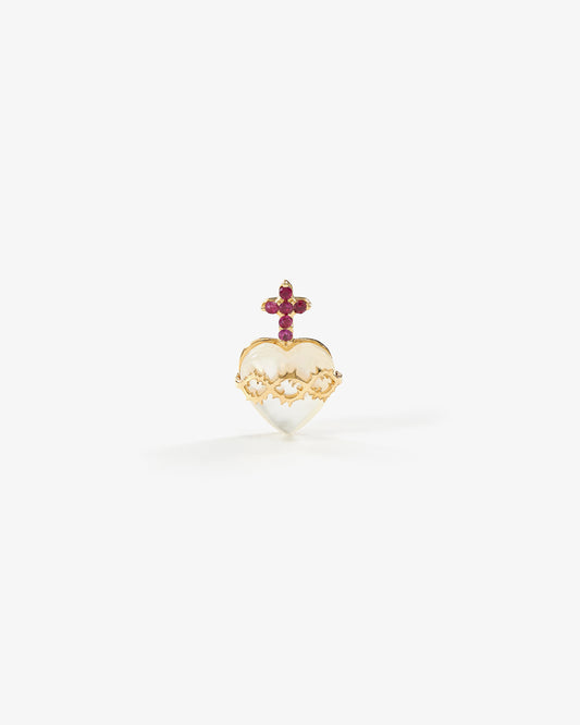 Pingente Sacre Coeur,  ouro 18k  e rubi