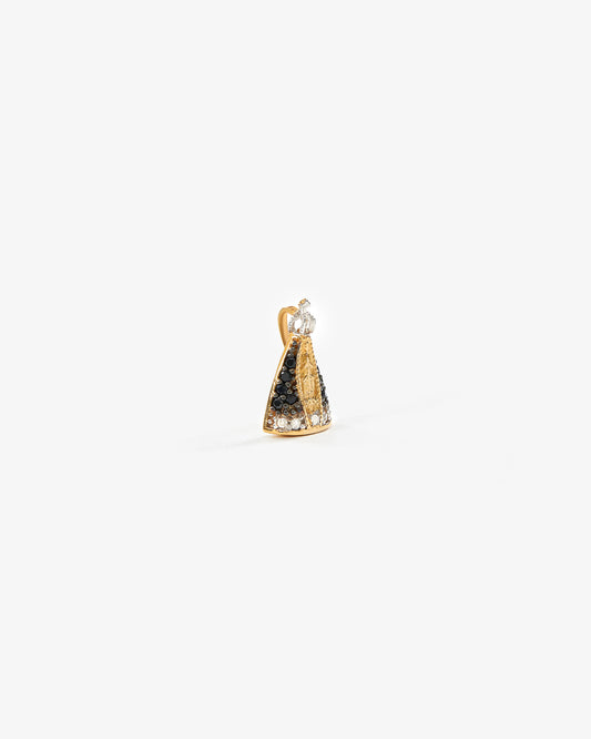 Pingente Nossa Senhora Aparecida 11mm Ouro 18k  espinelios e brilhantes