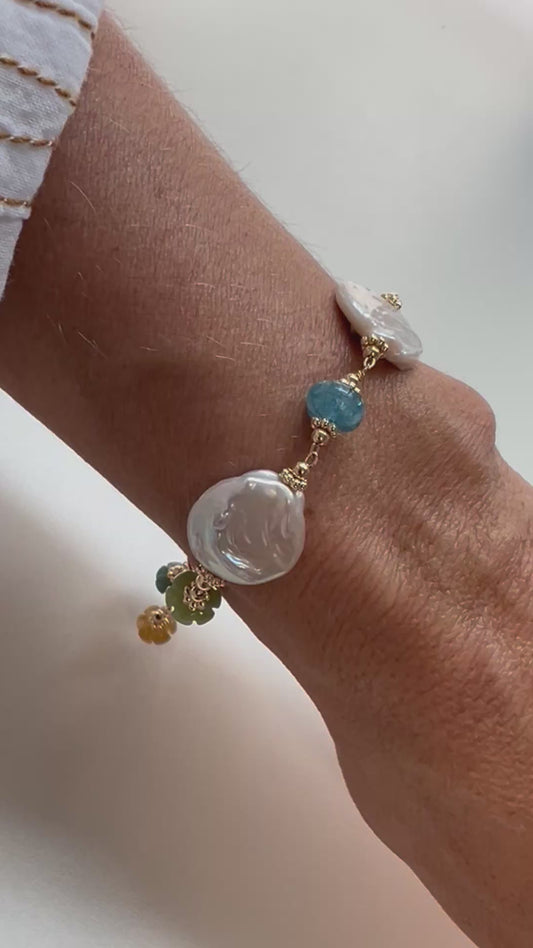 Pulseira pitangas pedras e Pérolas