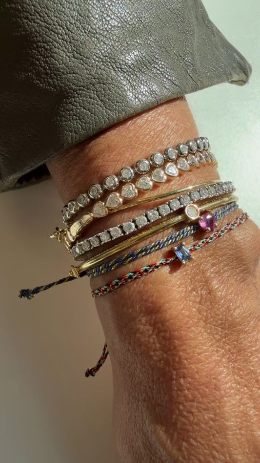 Pulseira riviera cravação inglesa redonda moissanites