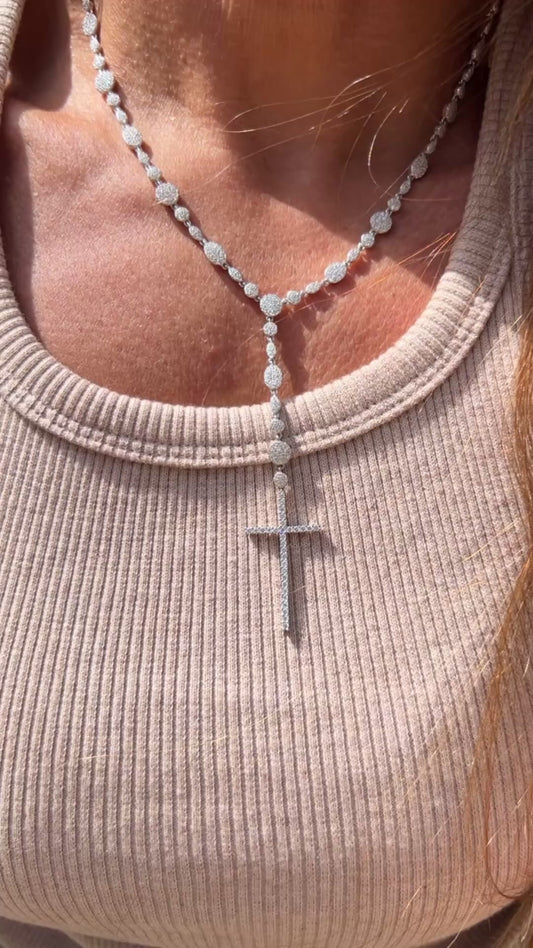 Terço  Flor moissanite