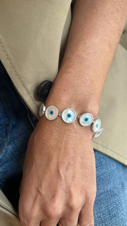 Pulseira olho grego madrepérola - Helen Gordilho