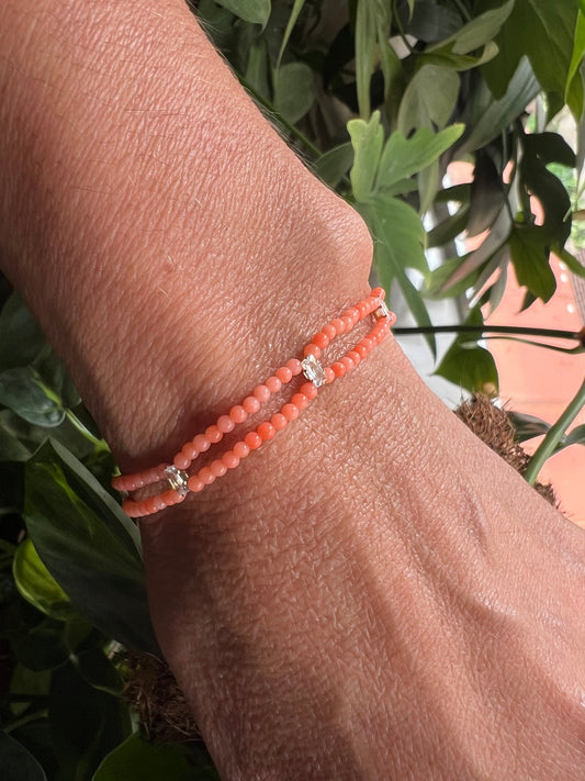 Pulseira Tati coral dois fios - Helen Gordilho